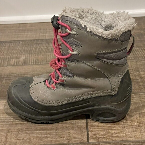 COLUMBIA Girls Youth Sz 2 Gray Waterproof Insulated Winter Snow Boots Gray Pink - Picture 4 of 8